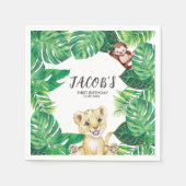 サファリワイルドワンアニマルジャングル写真1歳の誕生日 スタンダードカクテルナプキン (正面)