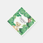 サファリワイルドワンアニマルジャングル写真1歳の誕生日 スタンダードカクテルナプキン (角)