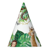 サファリワイルドワンアニマルジャングル写真1歳の誕生日 パーティーハット (右)