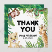 サファリワイルドワンアニマルジャングル写真1歳の誕生日 招待状 (正面/裏面)