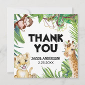 サファリワイルドワンアニマルジャングル写真1歳の誕生日 招待状 (正面)