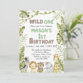 サファリワイルドワンウォータカラー1歳の誕生日 招待状 (スタンド正面)