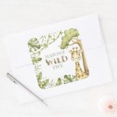 サファリワイルドワンウォーターカラー誕生日 スクエアシール (封筒)