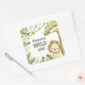 サファリワイルドワンウォーターカラー誕生日 スクエアシール (封筒)