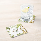 サファリワイルドワンウォーターカラー誕生日 スクエアペーパーコースター (インサイチュ)