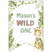 サファリワイルドワンウォーターカラー誕生日 バンティングフラッグ (第1の旗)