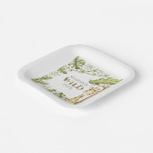 サファリワイルドワンウォーターカラー誕生日 ペーパープレート (傾斜あり)