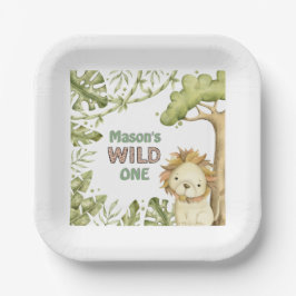 サファリワイルドワンウォーターカラー誕生日 ペーパープレート