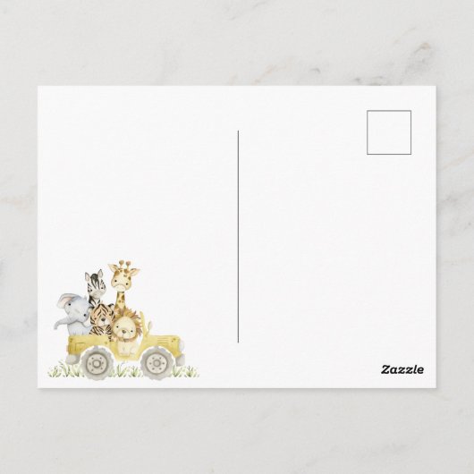 サファリワイルドワンウォーターカラー誕生日 ポストカード (裏面)