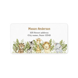 サファリワイルドワンウォーターカラー誕生日 ラベル