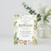 サファリワイルドワンウォーターカラー誕生日 招待状 (スタンド正面)