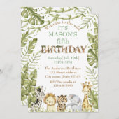 サファリワイルドワンウォーターカラー誕生日 招待状 (正面/裏面)