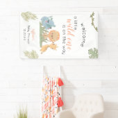 サファリワイルドワンオンザウェイベビーガールシャワー 横断幕 (インサイチュ)