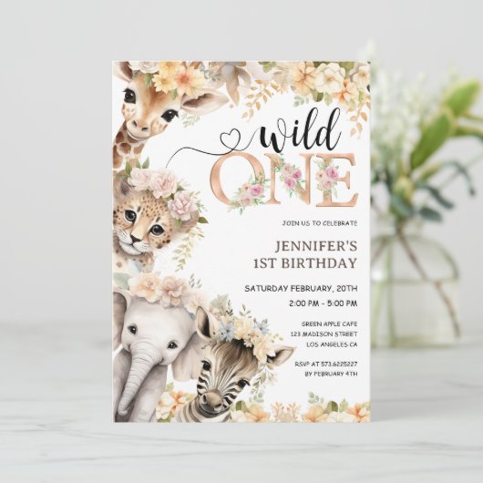 サファリワイルドワンガール1st誕生日招待状 招待状 (スタンド正面)