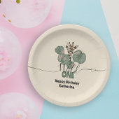 サファリワイルドワンキリン動物誕生日 ペーパープレート