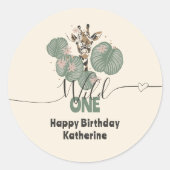 サファリワイルドワンキリン動物誕生日 ラウンドシール (正面)