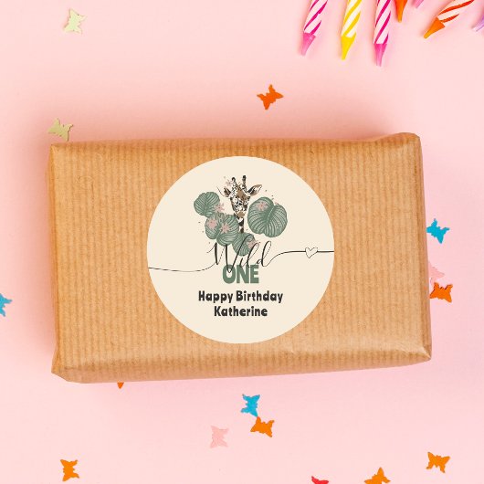 サファリワイルドワンキリン動物誕生日 ラウンドシール