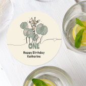 サファリワイルドワンキリン動物誕生日 ラウンドペーパーコースター