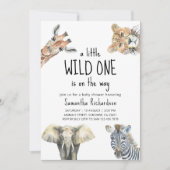 サファリワイルドワンサファリアニマルベビーシャワー 招待状 (正面)