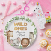 サファリワイルドワンツツインズ1st誕生日 ペーパープレート (パーティー)