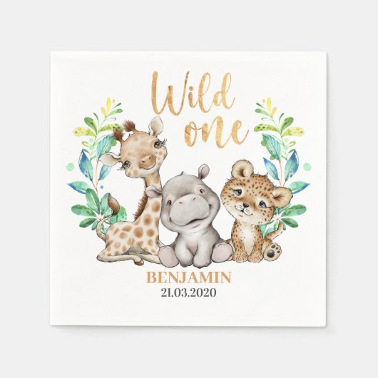 サファリワイルドワンナプキン スタンダードカクテルナプキン (正面)