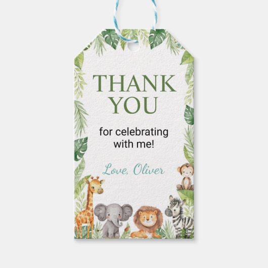 サファリワイルドワンバースデーパーティーありがとうラベル ギフトタグ (正面)