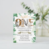 サファリワイルドワンバースデーパーティーへの招待 ポストカード (スタンド正面)