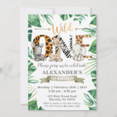 サファリワイルドワンバースデーパーティーへの招待 招待状 (正面)