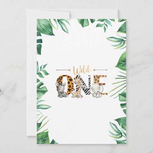 サファリワイルドワンバースデーパーティーへの招待 招待状 (裏面)