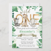 サファリワイルドワンバースデーパーティーへの招待 招待状 (正面)