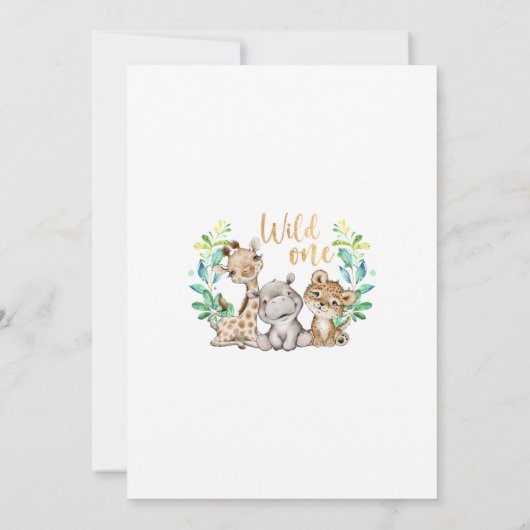 サファリワイルドワンバースデーパーティーへの招待 招待状 (裏面)