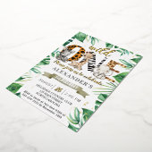 サファリワイルドワンバースデーパーティー実在ホイルインベンション 箔招待状 (回転した状態)