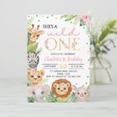 サファリワイルドワンファースト誕生日招待状 招待状 (スタンド正面)