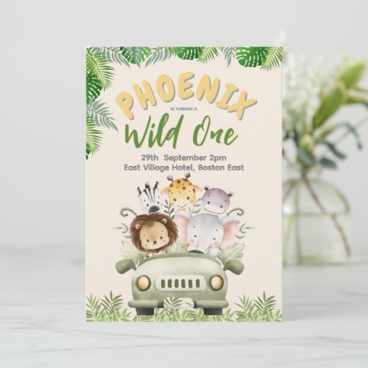 サファリワイルドワンファースト誕生日 招待状 (スタンド正面)