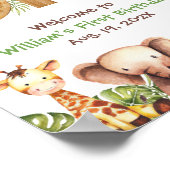 サファリワイルドワンフォトウッドファースト誕生日へようこそ ポスター (角)