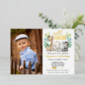 サファリワイルドワンフォト実在金ゴールド 箔招待状 (立ち正面)