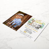 サファリワイルドワンフォト実在金ゴールド 箔招待状 (回転した状態)