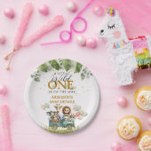 サファリワイルドワンベビーシャワー ペーパープレート (パーティー)