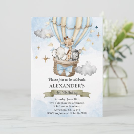 サファリワイルドワンホットエアバルーンバースデーパーティー 招待状 (スタンド正面)