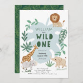 サファリワイルドワンボーイ1st誕生日招待状 招待状 (正面/裏面)