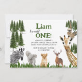 サファリワイルドワンボーイ1st誕生日招待状 招待状 (正面)