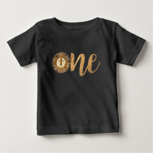 サファリワイルドワンライオン1歳の誕生日 ベビーTシャツ