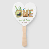 サファリワイルドワン写真1st誕生日アニマルズウッドNa ハンドファン (正面)