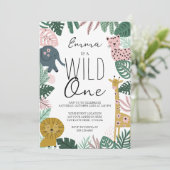 サファリワイルドワン招待状ジャングルファースト誕生日 招待状 (スタンド正面)