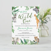 サファリワイルドワン男の赤ちゃんシャワー 招待状 (スタンド正面)