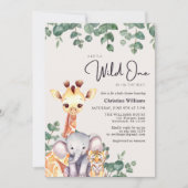 サファリワイルドワン男女兼用ベビーシャワー 招待状 (正面)
