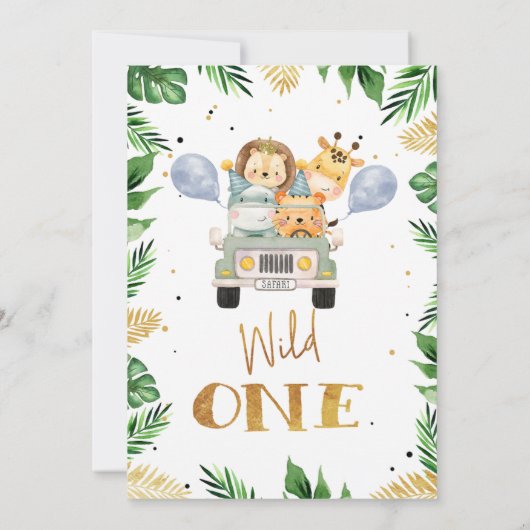 サファリワイルドワン葉誕生日招待状 招待状 (裏面)