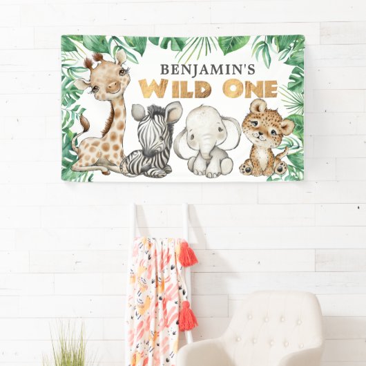 サファリワイルドワン誕生日バナー 横断幕 (インサイチュ)