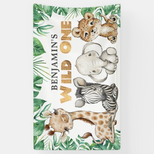 サファリワイルドワン誕生日バナー 横断幕 (縦)