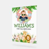 サファリワイルドワン誕生日フォトウェルカムサイン アクリルサイン (傾斜)